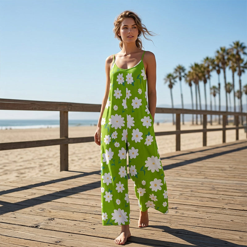 👗 50% RABATT NU! 🌸 Kvinnors Blommönstrad Vida Ben Hoppdräkt – Avslappnad Passform, Sidofickor & Andningsbar – Plusstorlekar Finns ✨