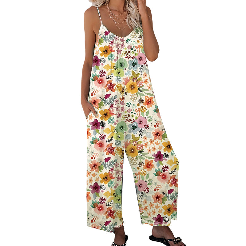 👗 50% RABATT NU! 🌸 Kvinnors Blommönstrad Vida Ben Hoppdräkt – Avslappnad Passform, Sidofickor & Andningsbar – Plusstorlekar Finns ✨