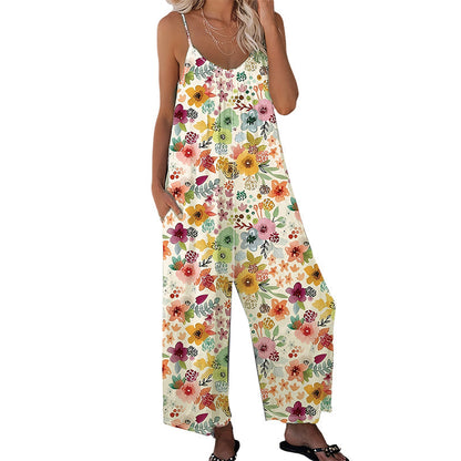 👗 50% RABATT NU! 🌸 Kvinnors Blommönstrad Vida Ben Hoppdräkt – Avslappnad Passform, Sidofickor & Andningsbar – Plusstorlekar Finns ✨