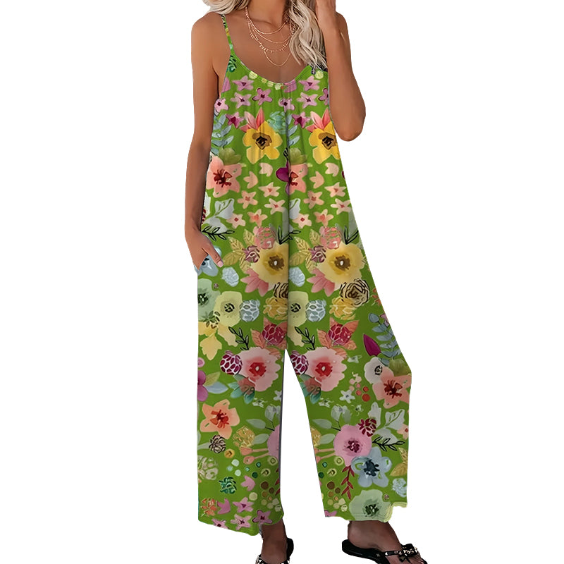 👗 50% RABATT NU! 🌸 Kvinnors Blommönstrad Vida Ben Hoppdräkt – Avslappnad Passform, Sidofickor & Andningsbar – Plusstorlekar Finns ✨