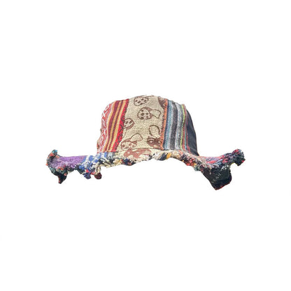 Patchwork flerfärgad svamp hampa hatt med ficka