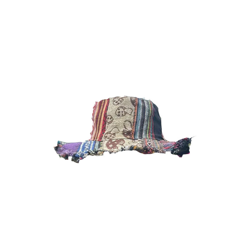 Patchwork flerfärgad svamp hampa hatt med ficka