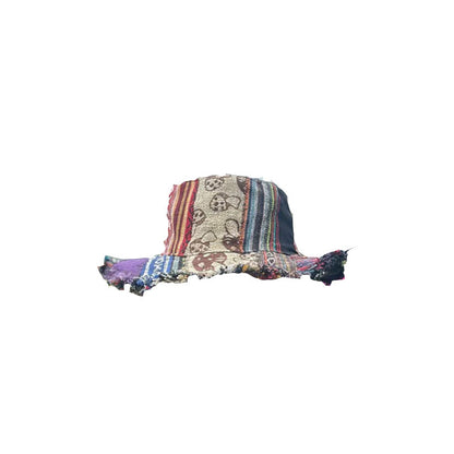Patchwork flerfärgad svamp hampa hatt med ficka