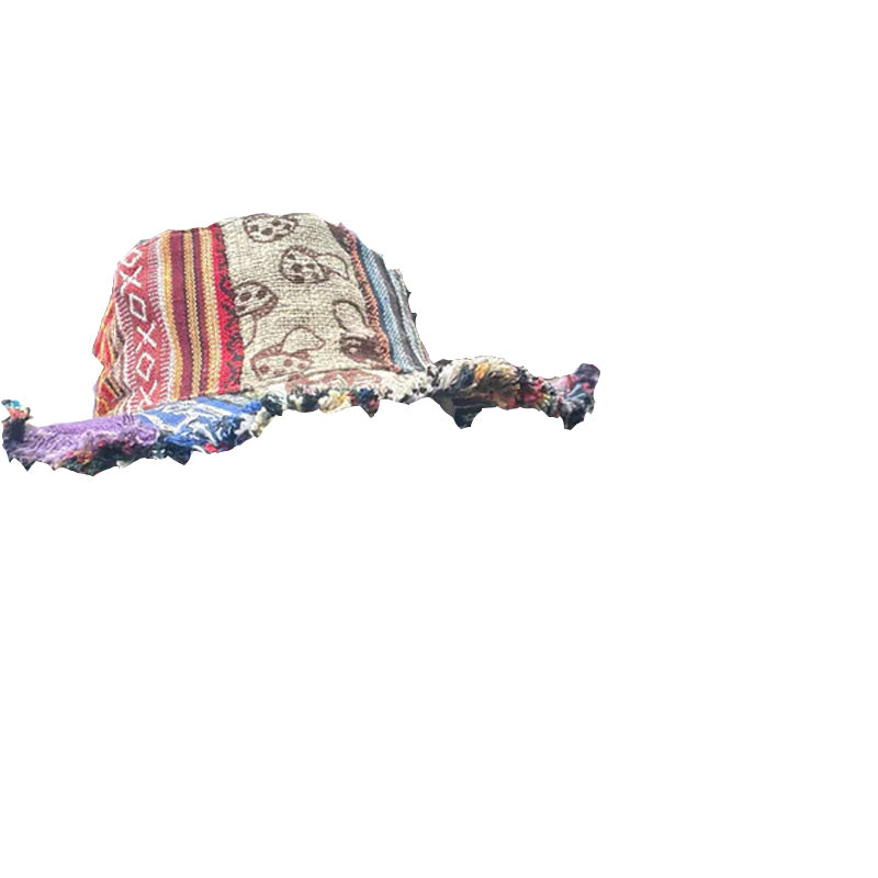 Patchwork flerfärgad svamp hampa hatt med ficka