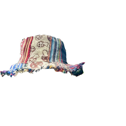 Patchwork flerfärgad svamp hampa hatt med ficka