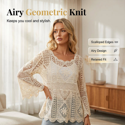 👚 50% RABATT! 🌸 Vintageinspirerad Spetsblus för Damer – Delikat Spets, Mjukt Tyg & Perfekt För En Romantisk & Elegant Look 💃