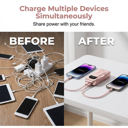 Powerbank med sportbilsdesign och två kablar