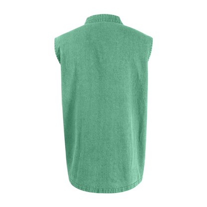 👕 50% RABATT NU! ✨ Retro Style Sleeveless T-Shirt with Three Buttons – Vintage Washed & Klassisk Henleykrage – Perfekt för Sommar & Ledig Stil ☀️