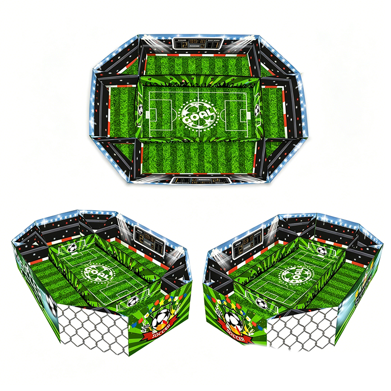 Snacksbricka med fotbollsstadionmotiv, 3-delars set