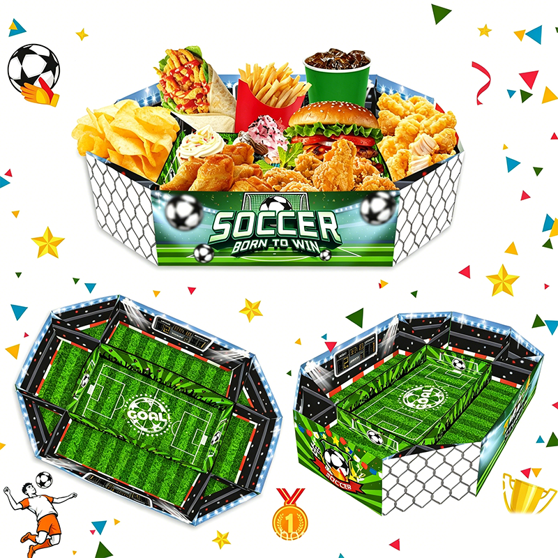 Snacksbricka med fotbollsstadionmotiv, 3-delars set