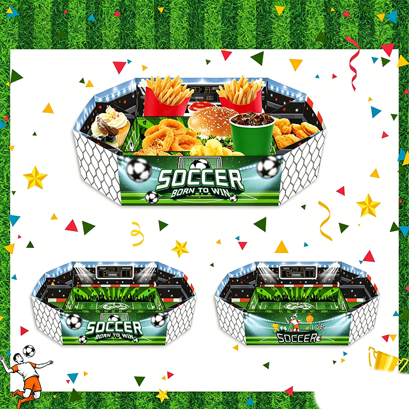 Snacksbricka med fotbollsstadionmotiv, 3-delars set