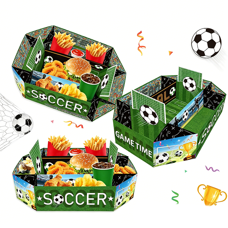 Snacksbricka med fotbollsstadionmotiv, 3-delars set