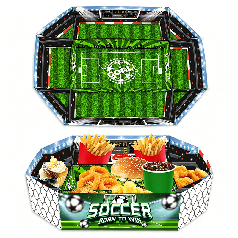 Snacksbricka med fotbollsstadionmotiv, 3-delars set