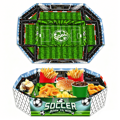 Snacksbricka med fotbollsstadionmotiv, 3-delars set