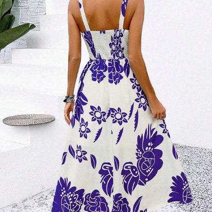🌺 LIMITED-TIME 50% OFF! 👗 Women's Floral Spaghetti Strap Dress – Smocked Back, A-Line, Lightweight 🌼
