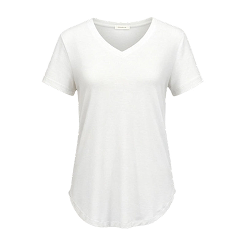 Casual T-shirt med V-ringning och korta ärmar för damer