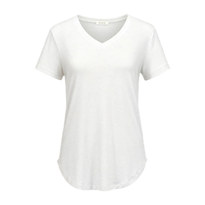 Casual T-shirt med V-ringning och korta ärmar för damer