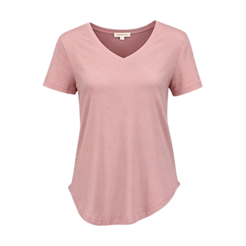 Casual T-shirt med V-ringning och korta ärmar för damer