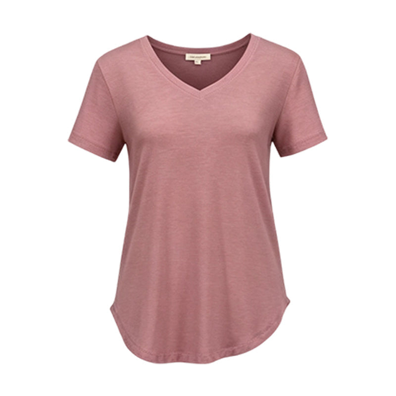 Casual T-shirt med V-ringning och korta ärmar för damer
