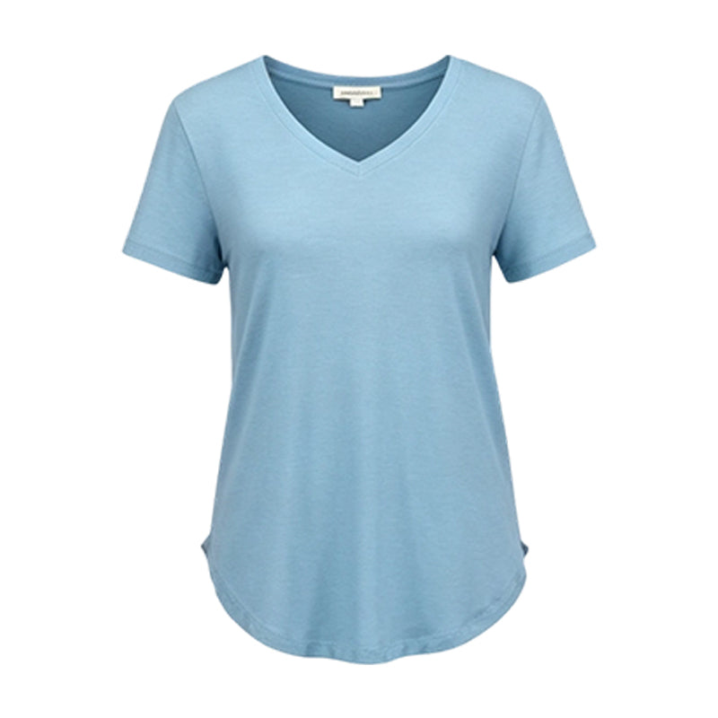 Casual T-shirt med V-ringning och korta ärmar för damer