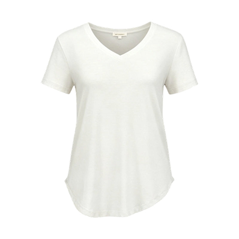 Casual T-shirt med V-ringning och korta ärmar för damer
