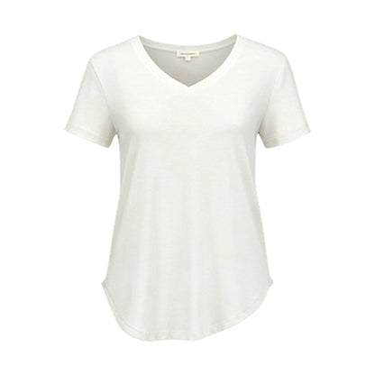 Casual T-shirt med V-ringning och korta ärmar för damer