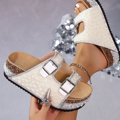 👡 50% RABATT! ✨ Sandaler med Dubbla Spännen & Korkklack – Elegant Design, Bekväm Passform & Perfekt För En Stilsäker Sommarlook 💎
