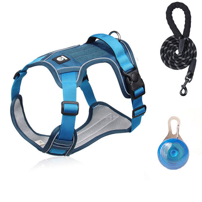 🐕 50% RABATT! 🔦 Dragfri Hundsele med Koppel & LED-halsband – Lindrar Tryck, Mjukt Nylon & Perfekt För Nattliga Promenader Och Träning 🌙