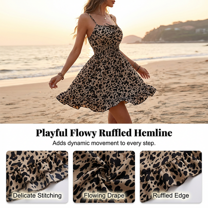 👗Ruffle Romance🎀Tie-Front Smocked Spaghetti Strap Dress