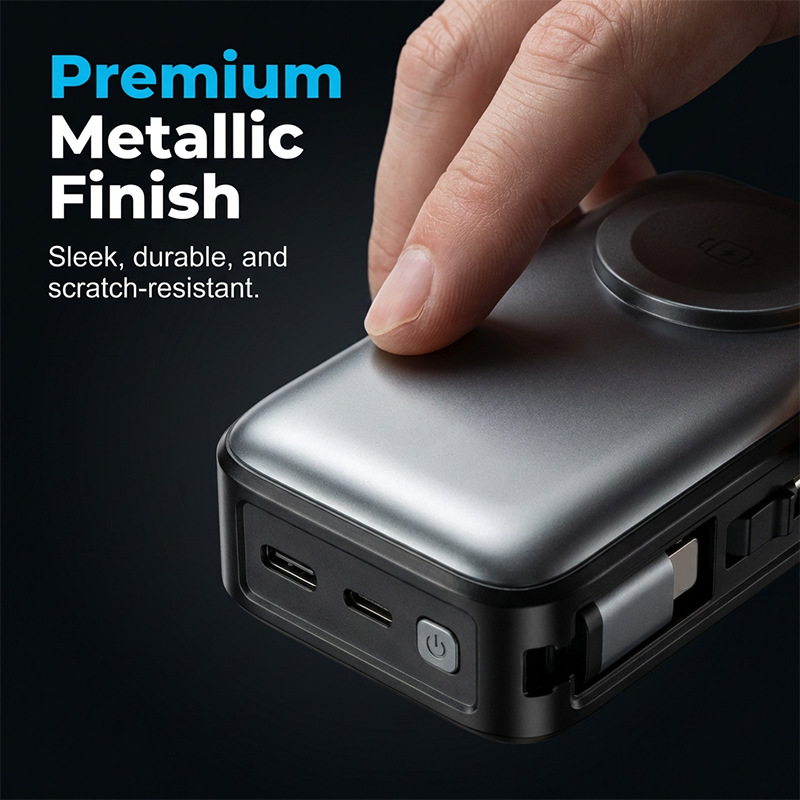 🔋 50 % RABATT NU! ⚡ Magnetisk powerbank 5000 mAh – inbyggd kabel, trådlös laddning & flamsäkert material – perfekt för resor och vardag 🧳