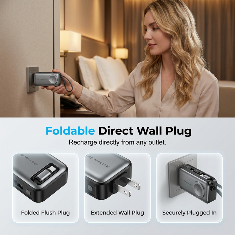 🔋 50 % RABATT NU! ⚡ Magnetisk powerbank 5000 mAh – inbyggd kabel, trådlös laddning & flamsäkert material – perfekt för resor och vardag 🧳