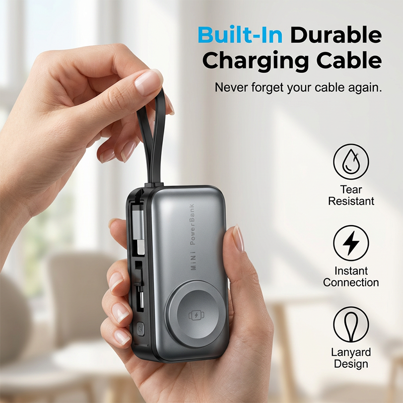🔋 50 % RABATT NU! ⚡ Magnetisk powerbank 5000 mAh – inbyggd kabel, trådlös laddning & flamsäkert material – perfekt för resor och vardag 🧳