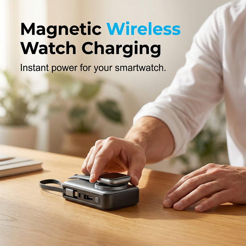 🔋 50 % RABATT NU! ⚡ Magnetisk powerbank 5000 mAh – inbyggd kabel, trådlös laddning & flamsäkert material – perfekt för resor och vardag 🧳
