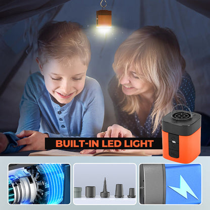 🔋 50% RABATT! ⚡ Mini Elektrisk Luftpump för Utomhusbruk med Lampa – Kompakt, Stark Luftflöde & Perfekt För Camping, Luftmadrasser & Poolleksaker 🏕️