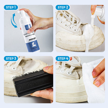 3-delat rengöringsset med skum för skor – perfekt för vita sneakers – med borste, duk och torrrengöringsmedel – i färgglad förpackning👟🧽