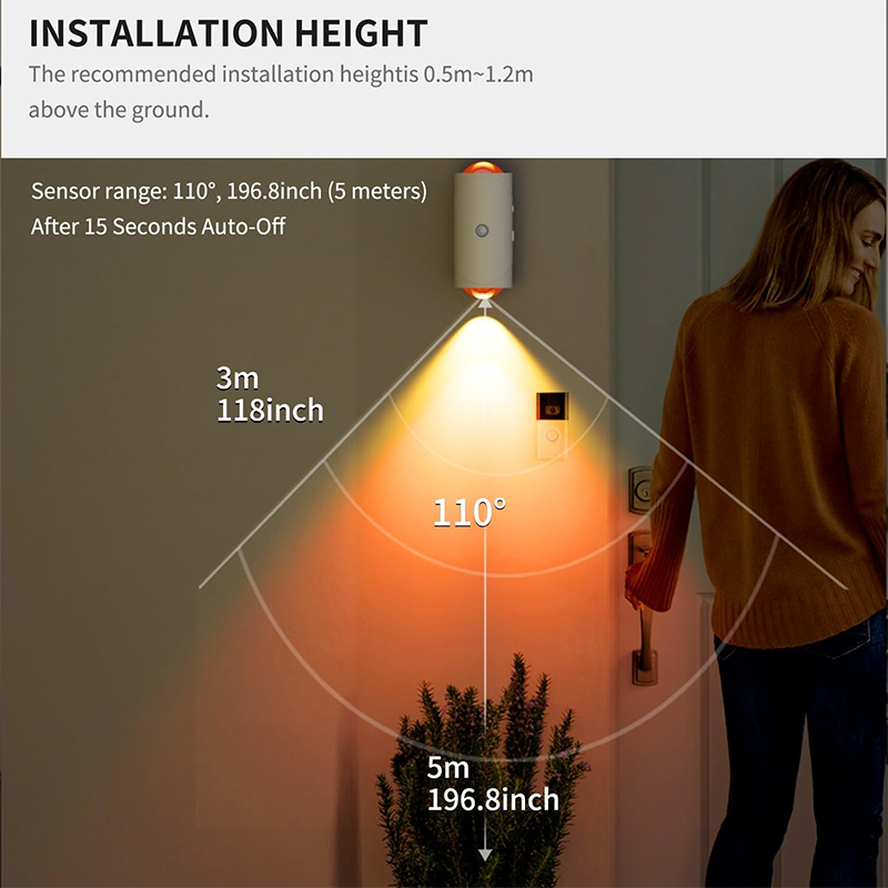 💡 Köp 3，få 1 gratis！🌈 Nattlampa med Färgskiftning & Automatisk Rörelsedetektion – 5m Räckvidd, 1500mAh, Magnetisk & Perfekt För Mörka Hörn Och Nattliga Besök 🌙