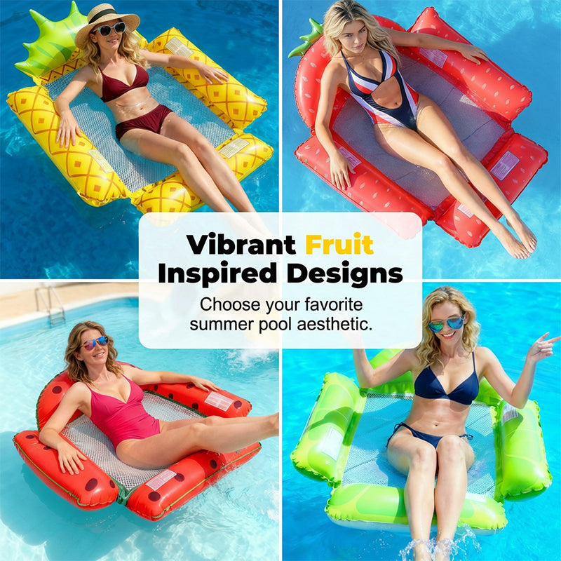 🏖️ 50% RABATT! 🍉 Frukttemad Uppblåsbar Poolhängmatta – Färgglad Design, Bekväm & Stabil, Perfekt För Avkoppling På Vattnet I Sommar 🌊