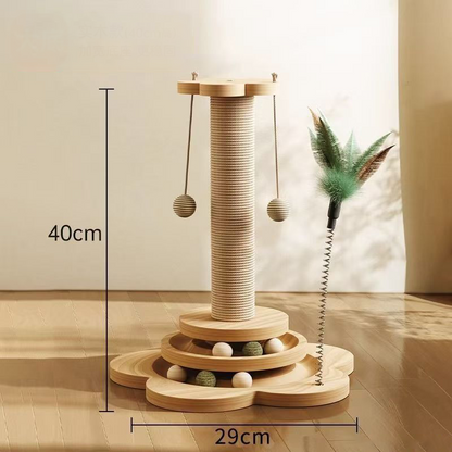 🐈Multifunktionellt Kattaktivitetscenter med Klösstånde och Leksaker🌲