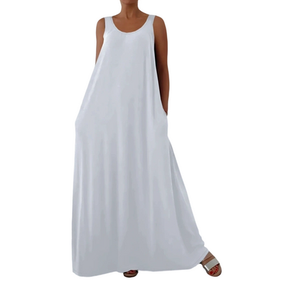 👗 50% RABATT! 🌸 Dam Avslappnad Ärmlös Maxiklänning – Bekväm, luftig & perfekt för sommardagar och strandpromenader ☀️