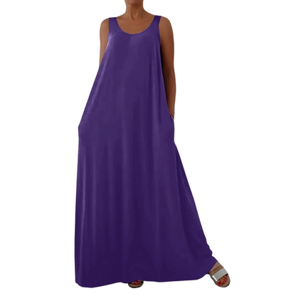 👗 50% RABATT! 🌸 Dam Avslappnad Ärmlös Maxiklänning – Bekväm, luftig & perfekt för sommardagar och strandpromenader ☀️