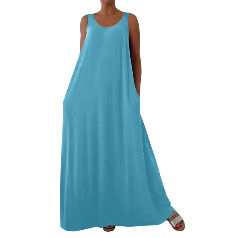 👗 50% RABATT! 🌸 Dam Avslappnad Ärmlös Maxiklänning – Bekväm, luftig & perfekt för sommardagar och strandpromenader ☀️