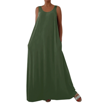 👗 50% RABATT! 🌸 Dam Avslappnad Ärmlös Maxiklänning – Bekväm, luftig & perfekt för sommardagar och strandpromenader ☀️