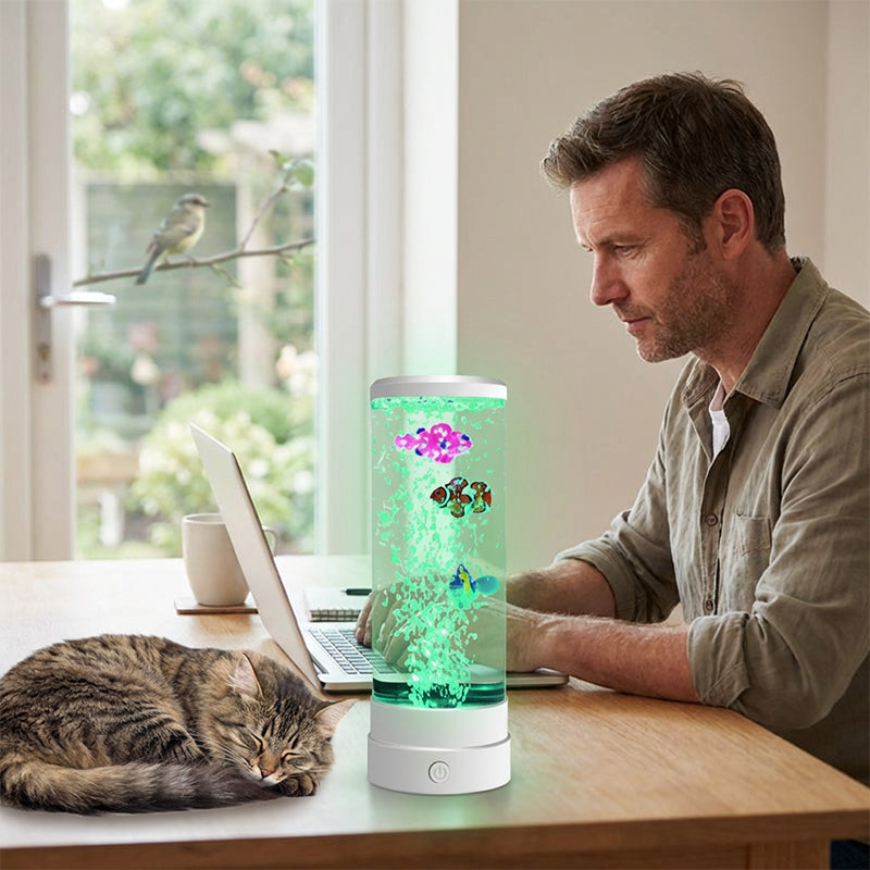 🐟 50% RABATT NU! 💧 LED Fisk Akvarium Bubbelampa – 7-Färgad LED & Fjärrkontroll – USB/Batteri Drift & Zen Stämning 🏠