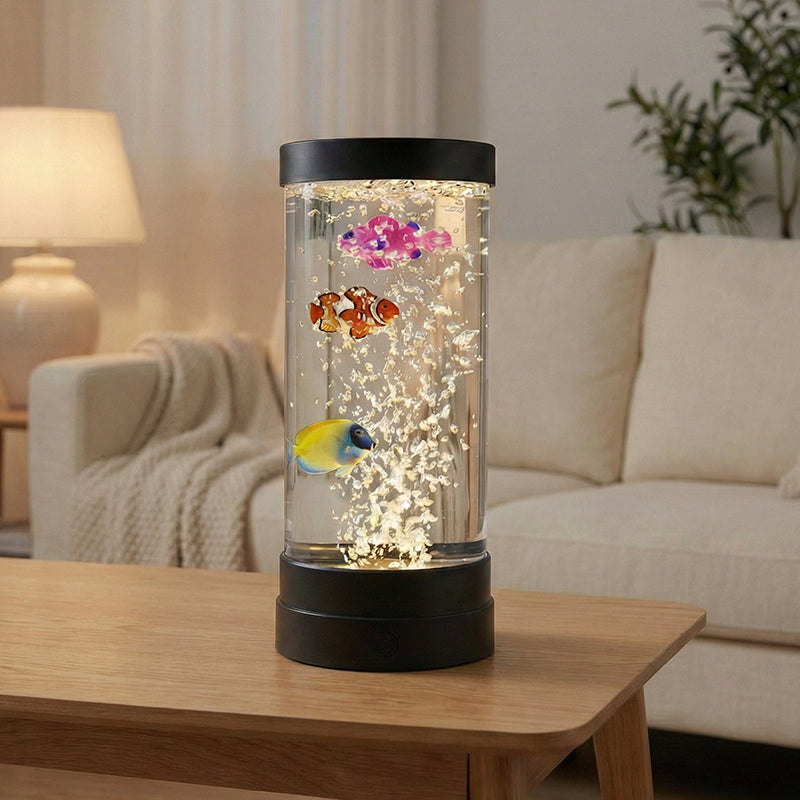 🐟 50% RABATT NU! 💧 LED Fisk Akvarium Bubbelampa – 7-Färgad LED & Fjärrkontroll – USB/Batteri Drift & Zen Stämning 🏠