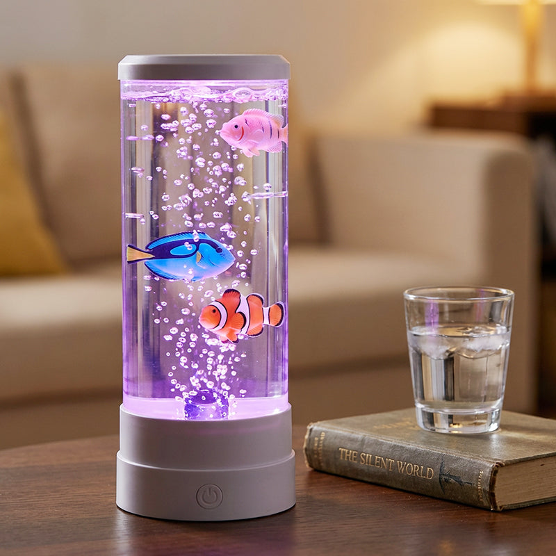 🐟 50% RABATT NU! 💧 LED Fisk Akvarium Bubbelampa – 7-Färgad LED & Fjärrkontroll – USB/Batteri Drift & Zen Stämning 🏠