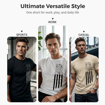 📢📢50 % RABATT !! ⏰T-shirt för män med slitna detaljer och amerikansk flagga