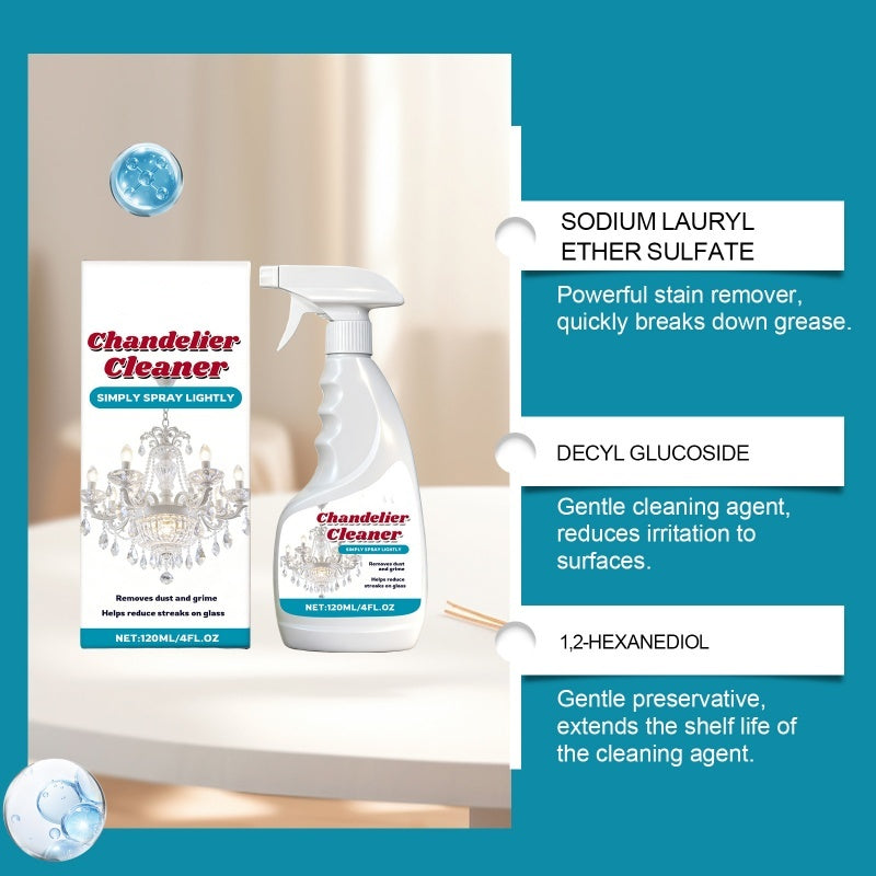 Rengöringsspray för ljuskronor – ingen avtorkning, randfri glans & skonsam formula ✨💎