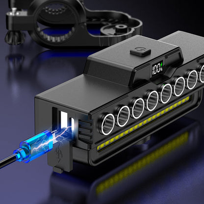 📢📢50 % RABATT !! ⏰Uppladdningsbar cykelstrålkastare med 28 lysdioder och signalhorn