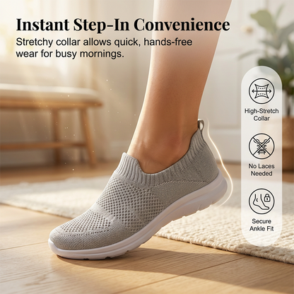 👟 50% RABATT NU! 🍃 Dam Andningsbara Mesh Slip-Ons – Halksäker Massage Sula & Ultralätt – Stötdämpande & Flexibel 💨