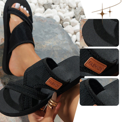 👡 50% RABATT! ✨ Damernas Stiliga Crossband Slide Sandaler – Mjuka, sköna & perfekta för sommarens lata dagar och strandpromenader 🌊